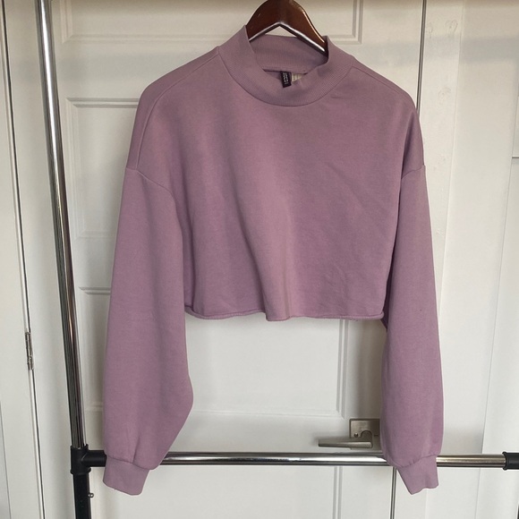 H&M Tops - H&M Cropped Mock Neck Sweatshirt - Lilac